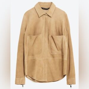 ZARA Nude Camel Suede Over Shirt Jacket